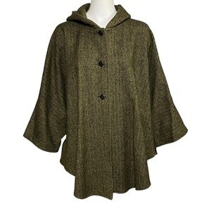 Triona Donegal Irish Tweed Hooded Cape Wool One Size Ireland 38" Wide